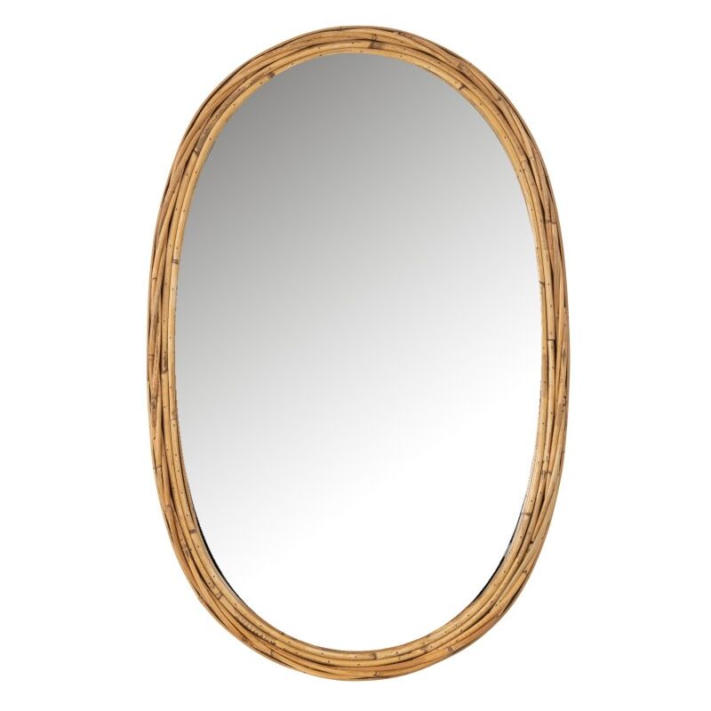 J-line - Miroir oval en rotin naturel 61x95cm