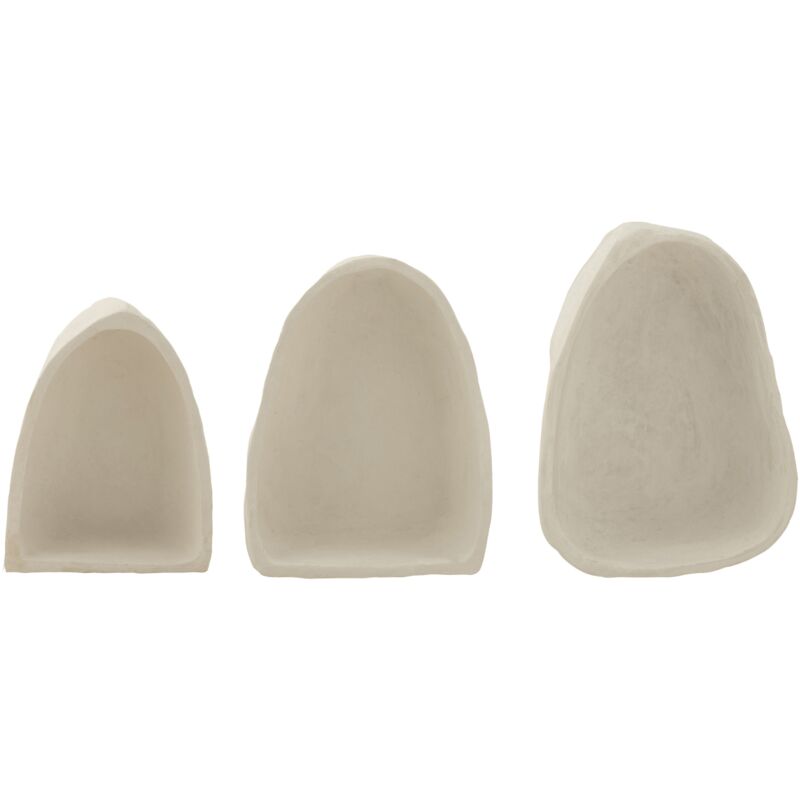 J-line - Lot de 3 étagères murales en papier maché Blanc 35x45 cm