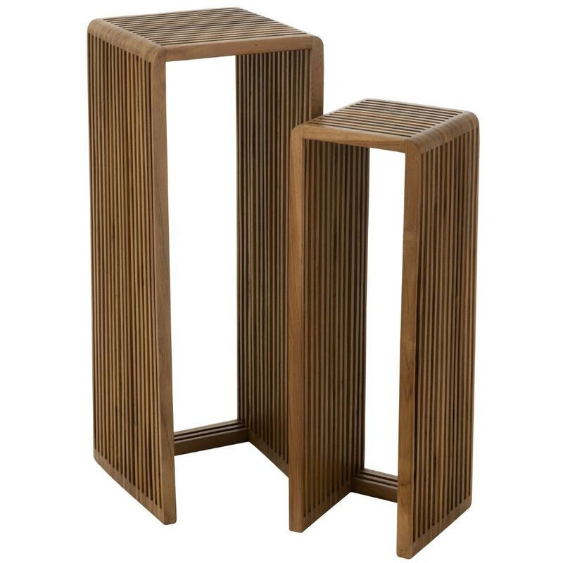 Hellin - Sellettes gigognes carrées en teck recyclé L34 (set de 2) - osaka