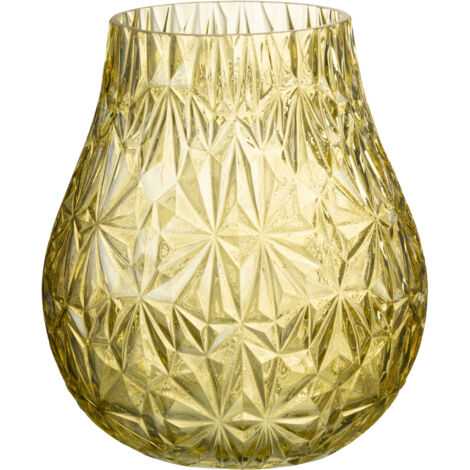 Lampe boule à poser en verre jaune 29x29x29 cm