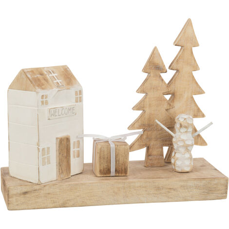 Sapin De Noel J-line Puzzle Bois de Manguier Blanc-Blanc Wash M