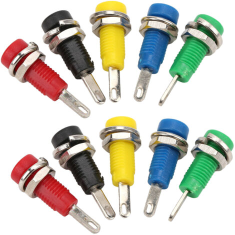 J.40003 Presa da pannello da 2 mm 5 colori 30 V CA‑60 V CC/massimo. 10 A Jack a banana con foglia a molla per inverter Navi