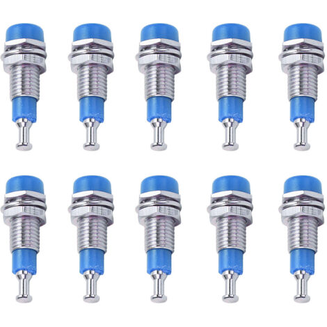 J.40006 Packung mit 10 vernickelten Bananensteckern (2 mm) für Einbau in Einbaurahmen, blau