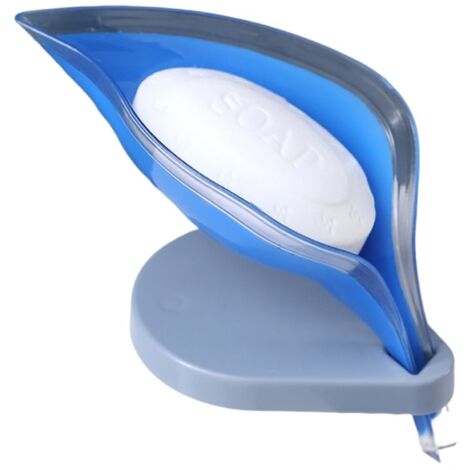 Jabonera antideslizante para baño, jabonera sencilla con forma de hoja, soporte creativo para cepillos de cocina, soporte para bandejas domésticas, caja de almacenamiento, 1 pieza (azul, solo jabonera