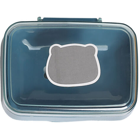 Jabonera azul con tapa y desagüe, portátil para viajes y baño, fabricada en plástico resistente (14 x 9,8 cm).