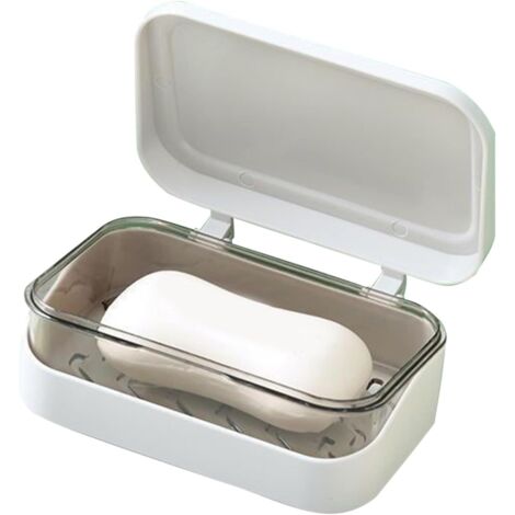Jabonera con tapa protectora, ideal para la cocina, la ducha, el camping, la bañera, lavar platos y para viajar. Fácil de limpiar y guardar.