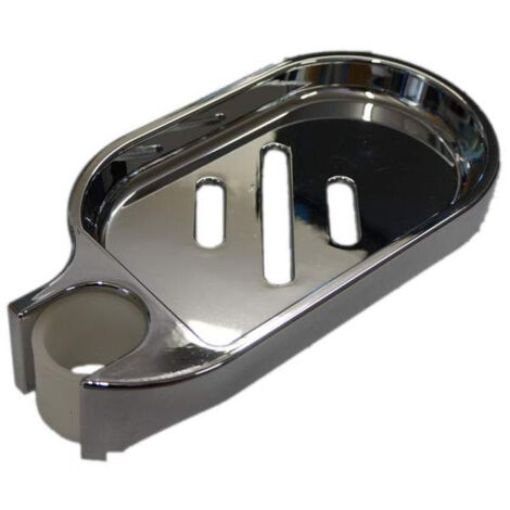 Jabonera cromada para barra de ducha de 25 mm de diámetro
