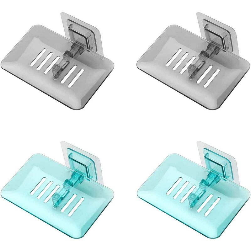 

Jabonera de 4 piezas, jabonera autoadhesiva para montaje en la pared, jabonera de drenaje para la ducha de la casa, cocina, baño, jabonera sin