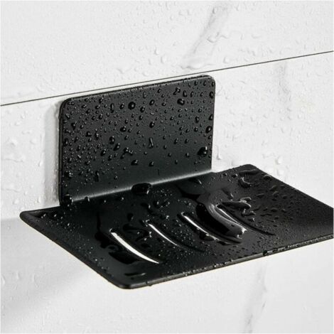 Jabonera  de acero inoxidable, sin necesidad de taladrar, para montaje en pared, jabonera autoadhesiva para ducha, para guardar esponjas, cepillos, jabón para baño, cocina, balcón (negro)