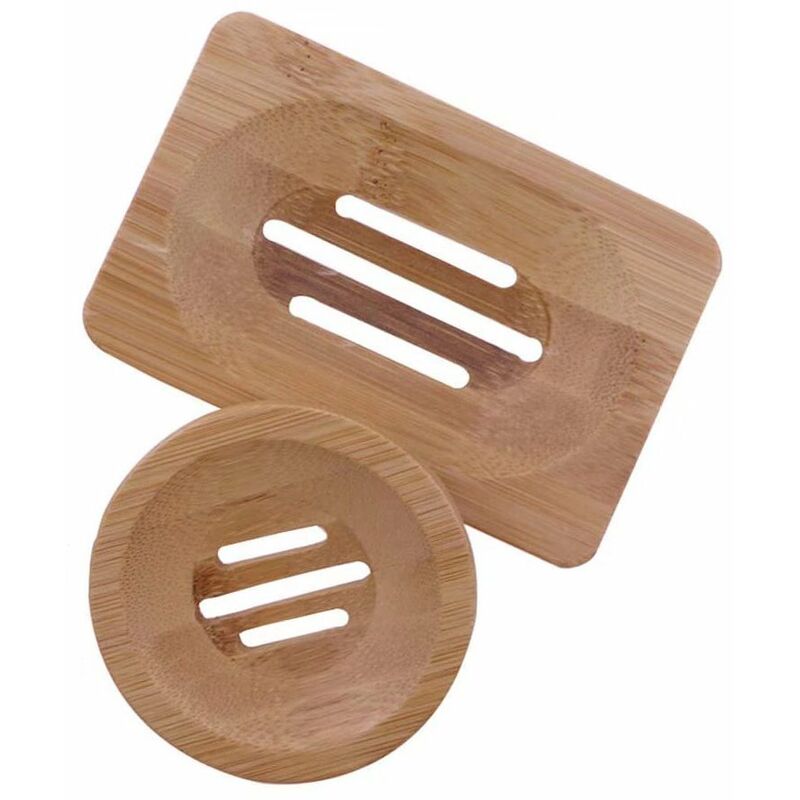 

Jabonera de baño de madera de bambú hecha a mano de 2 piezas para accesorios de bañera, cocina, baño y cocina