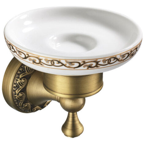 Jabonera de bronce con montaje en pared, jabonera de ducha de latón de estilo antiguo, de alta calidad con diseño atemporal, ideal para el baño.