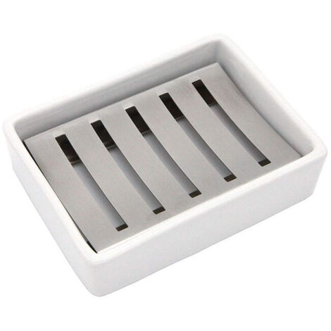 Jabonera de cerámica, acero inoxidable SUS304, jabonera de doble capa, desagüe de ducha, jabonera para baño y ducha