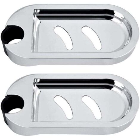 Jabonera de ducha, 2 jaboneras para barra de ducha, soporte de esponja de pared, bandeja para jabón, repisa ajustable para barra de ducha, diámetro del orificio 25 mm - Fei Yu