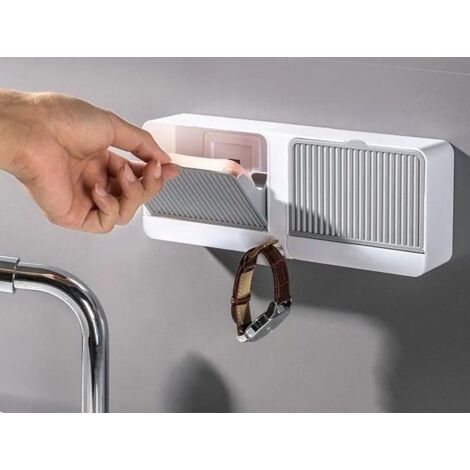 Jabonera de pared con escurridor y tapa, protege el jabón del agua y el polvo, ideal para el baño y la cocina.