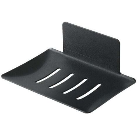 Jabonera de pared KZQ de 1 pieza, autoadhesiva, de acero al carbono, para cocina y baño, ideal para guardar esponjas y cepillos de jabón (negro)