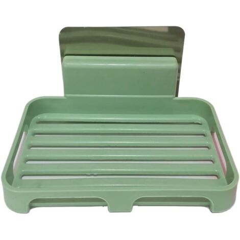 Jabonera de pared, no requiere taladrar y cuenta con sistema de drenaje de agua - Verde