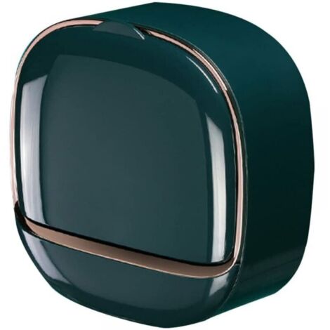 Jabonera de pared para baño, color verde, con tapa abatible, impermeable, ideal para baño y cocina.