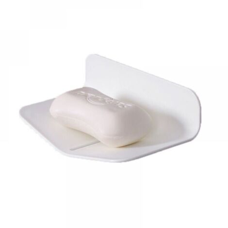 Jabonera de pared sin orificio, jabonera de baño, jabonera de pared sin ventosa, jabonera autodrenante, para baño, dispensador de jabón de ducha (blanco)