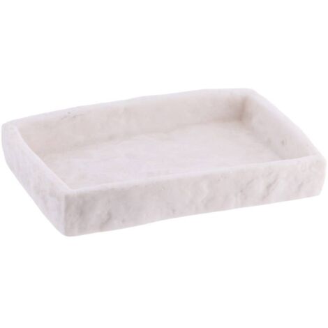 Jabonera de poliresina, rectangular, efecto piedra - blanco - Tendance
