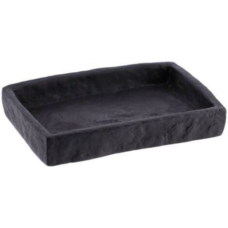 Jabonera de poliresina, rectangular, efecto piedra - negra - Tendance