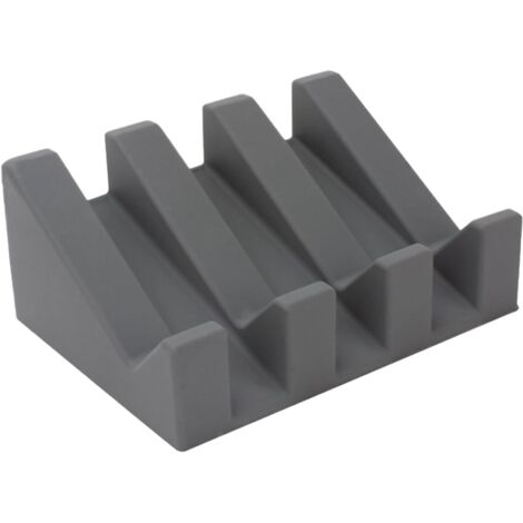 Jabonera de silicona, apta para duchas, baños, cocinas y bañeras. Bandeja de secado de jabón con desagüe automático tipo cascada que mantiene los jabones secos, limpios y fáciles de limpiar (gris).