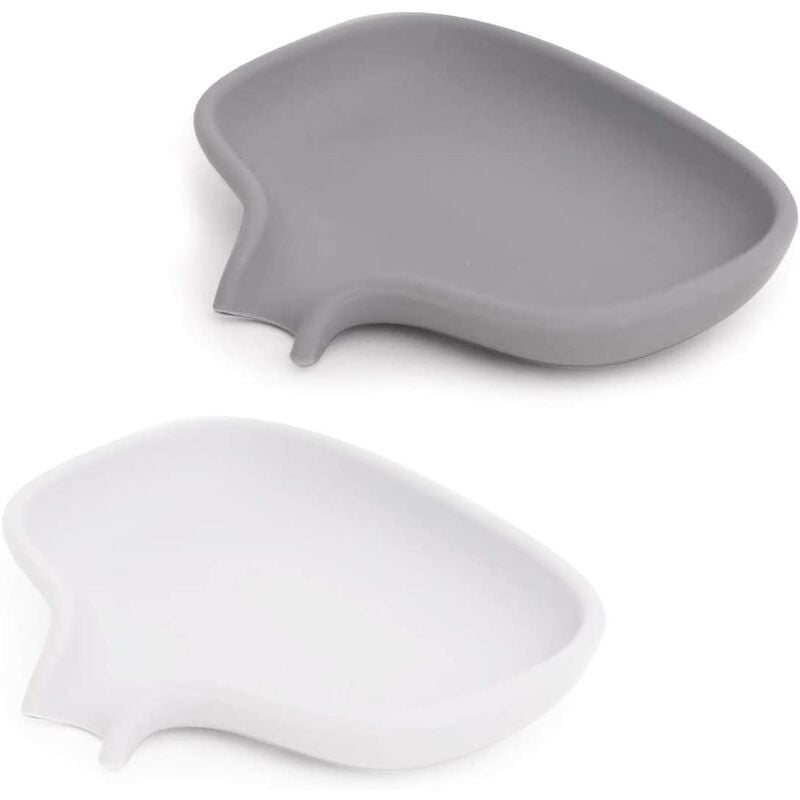 

Jabonera de silicona con drenaje, caja de jabón de ducha, jabonera de esponja de cocina para baño, gris y blanco, 2 piezas