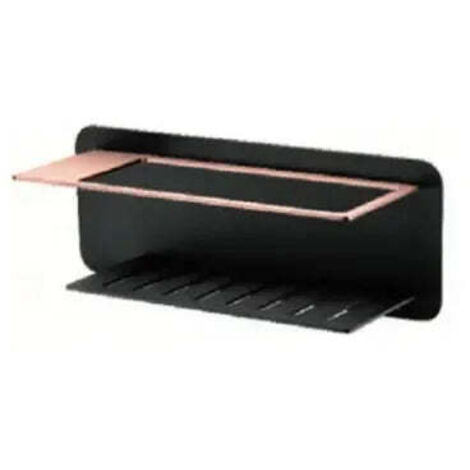 Jabonera frontal con diseño moderno de acero s304 con acabado negro y oro rosa Bethari de Imex