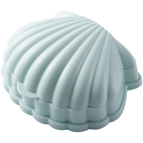 jabonera natural con forma de concha, tapa con desagüe, soporte antideslizante para jabón, accesorios de cocina y baño de plástico PP (verde)