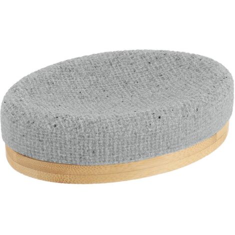Jabonera oval de poliresina con rejilla y efecto bambú - gris - Tendance