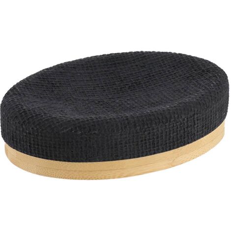 Jabonera oval de poliresina con rejilla y efecto bambú - negro - Tendance