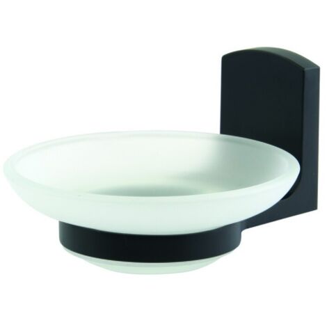 Jabonera para fijar Vidrio y Cromo TAKU Transparente y Negro Spirella