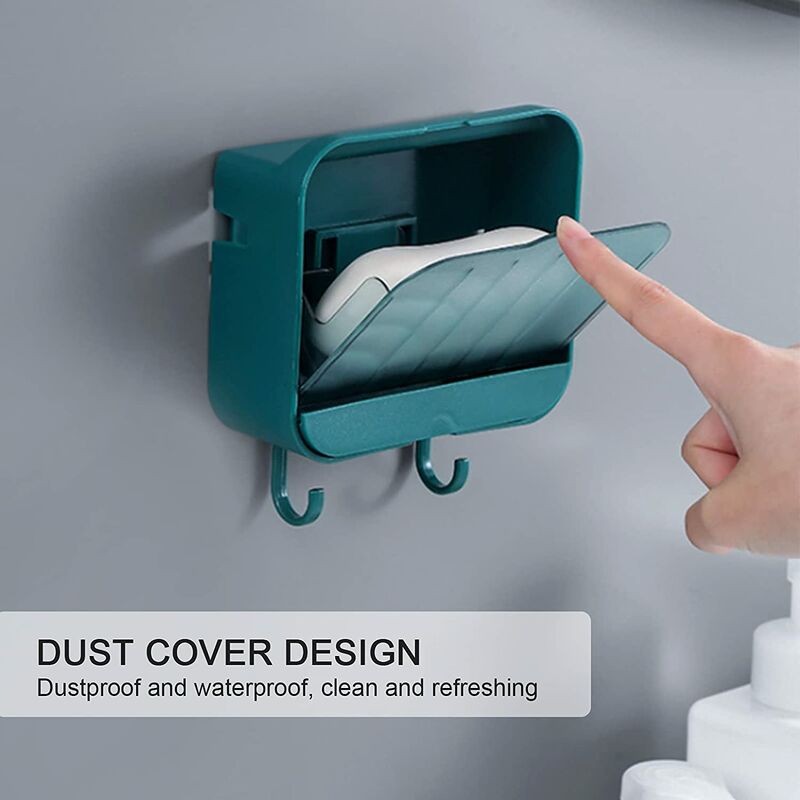 

Jabonera para montaje en pared con adhesivo fuerte, jabonera de dos carcasas con ganchos dobles y conexión de desagüe transpirable, la jabonera