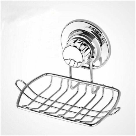 Jabonera plateada con ventosa, porta jabón de acero inoxidable 304, porta esponja, estante duradero para baño y cocina, sin taladrar