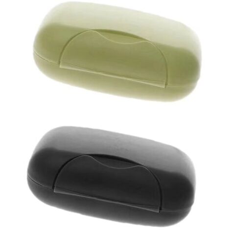 Jabonera portátil de plástico con tapa, 2 unidades, impermeable, color negro y verde oliva, con cerradura, minijabonera portátil.