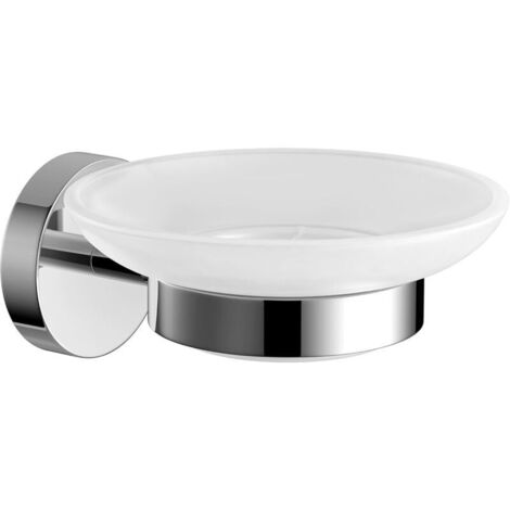Jabonera redonda moderna para baño de pared, fabricada en cromo.