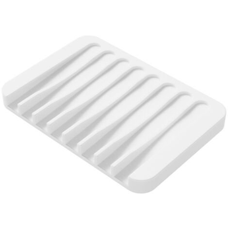 Jabonera tipo cascada, ideal para el baño, la cocina o la encimera. Fabricada en silicona suave, mantiene el jabón seco y es fácil de limpiar. Juego de 2 unidades, color blanco.