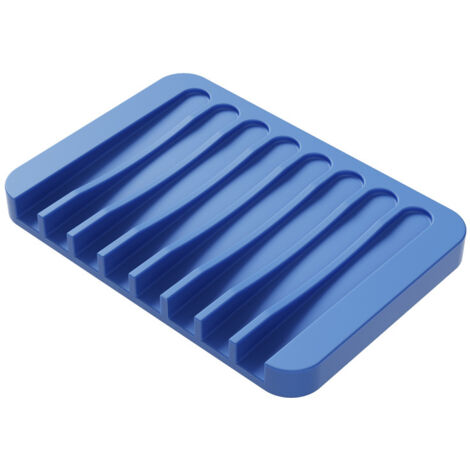 Jabonera tipo cascada para ducha, ideal para el baño, la cocina o la encimera. Fabricada en silicona suave, mantiene el jabón seco y es fácil de limpiar. Juego de 2 unidades, color azul lago.