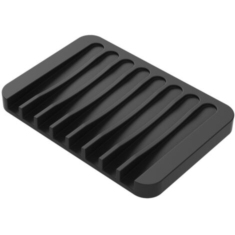 Jabonera tipo cascada para ducha, ideal para el baño, la cocina o la encimera. Fabricada en silicona suave, mantiene el jabón seco y es fácil de limpiar. Juego de 2 unidades, color negro.