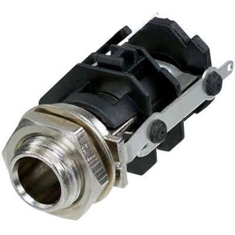 Jack 6.35 mm embase femelle, verticale Rean AV RJ3VM-S-CON Nombre de pôles: 3 stéréo noir 1 pc(s) W576881