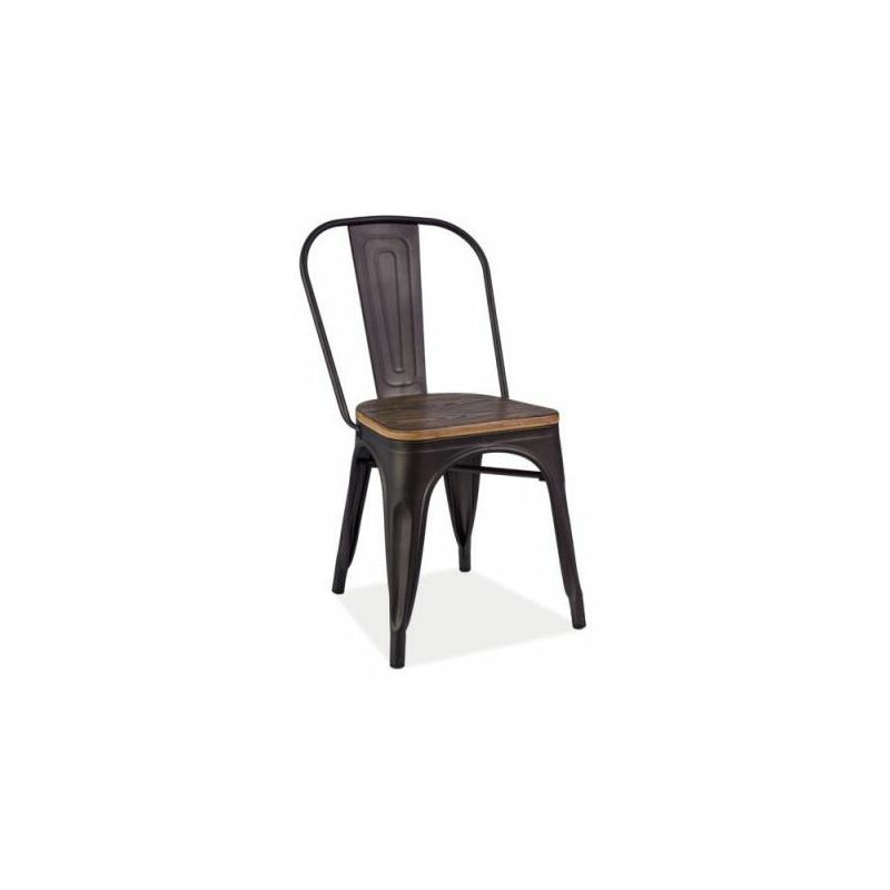 jack - chaise moderne style industriel salon/cuisine/salle a manger 85x37x36 cm construction robuste en metal loft marron