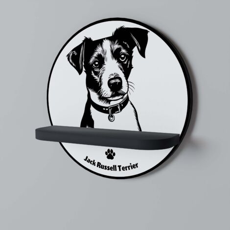 JACK RUSSEL TERRIER Rundes Regal Schwarz
