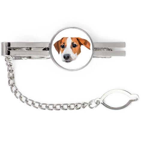 Jack Russell Terrier - geometrische Krawattenklammer mit Foto und Aufschrift Art-Dog