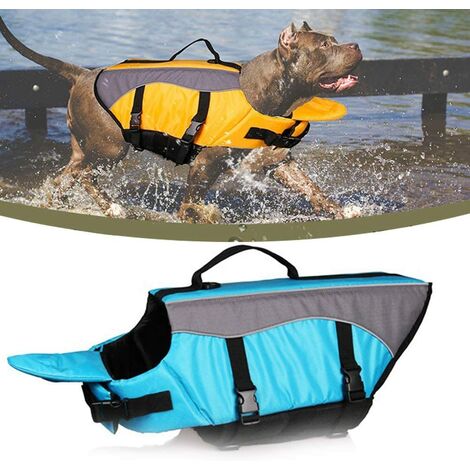 Bootfahren Sicherheits-Badeanzug für Schwimmbad Strand mittelgroße und große Hunde Ripstop-Hundeschwimmweste mit Rettungsgriff für kleine Hundeschwimmweste Hai 