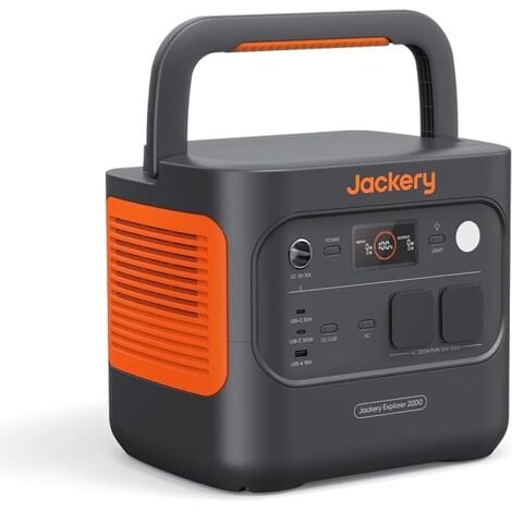 Jackery E2000 v2 tragbare Powerstation, LiFePO4 Akku, 2042Wh Solargenerator mit 2200W Ausgang (Max 4400W), Schnellladung von 0-80% in 52 Min für Notfall, Camping, Wohnmobil