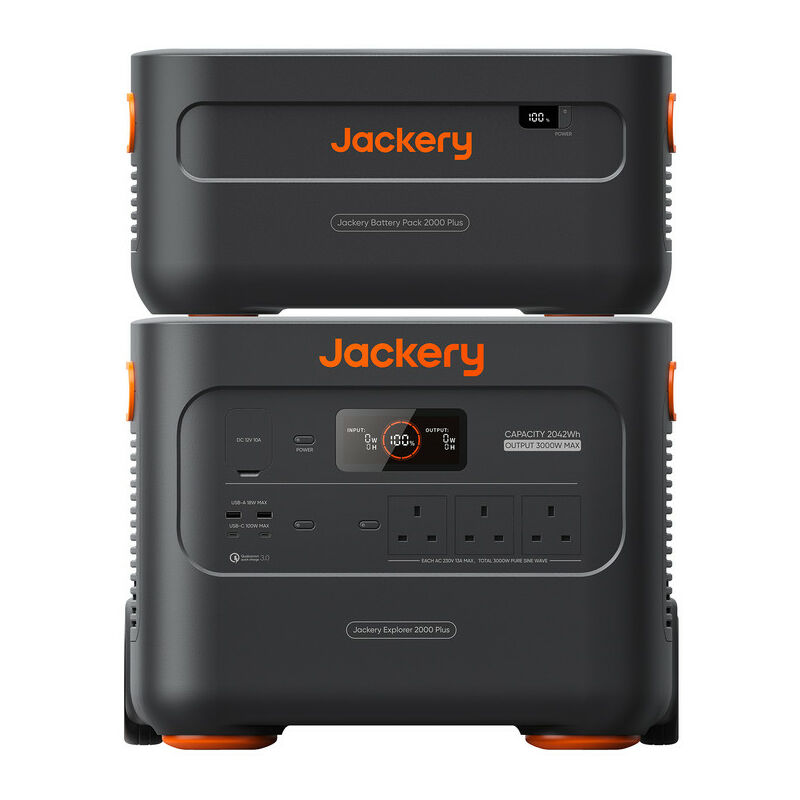 Jackery - Explorer Kit 4000, Explorer 2000 Plus With Lifepo4, 2042.8Wh Portable Power Station And 1Packplus E2000 Plus Expandable Battery, Fast