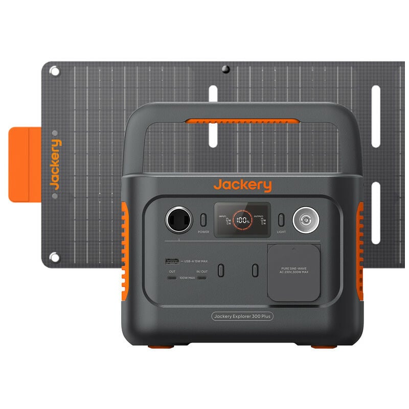 Jackery - Générateur Solaire 300 Plus 40W Mini Station Electrique Portable Solaire 288Wh avec panneau solaire de La Taille d'un Livre de 40W,
