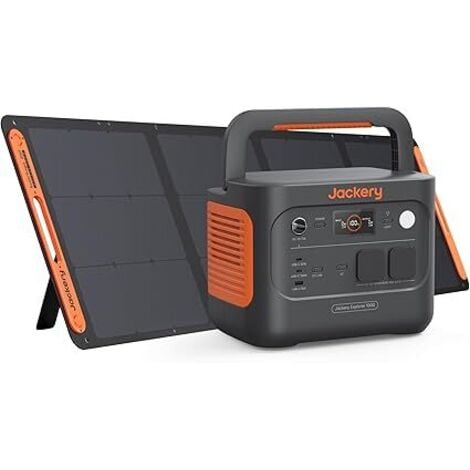 Jackery Powerstation 1000 v2 mit 200W Solarpanel, 1070Wh LiFePO4 Solargenerator, 1500W AC/100W USB-C Ausgang,1 Std. Schnellladung für Camping, Wohnmobil, Notfall