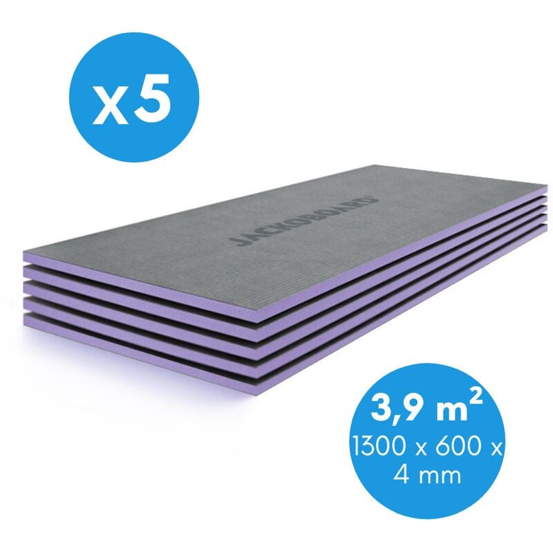 Jackon Plano 1300x600x4 mm Pack of 5 Waterproof tile backer boards for all types of surface, total surface area 3.9m² (4521941)