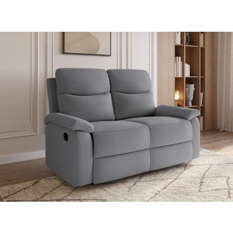 JACOB - Canapé relax effet simili cuir gris foncé 2 places JACOB