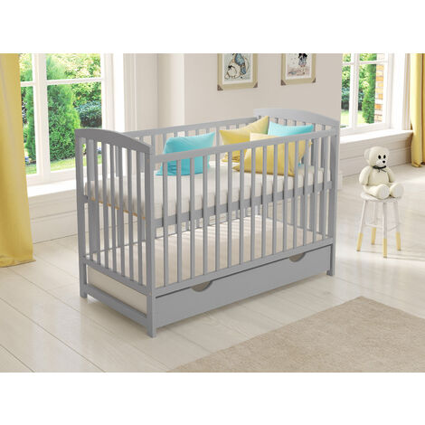 Jacob Cot Bed 120x60cm with drawer (Grey)